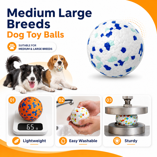 HomePaw Indestructible Rubber Dog Ball - dog playing and chewing the rubber ball