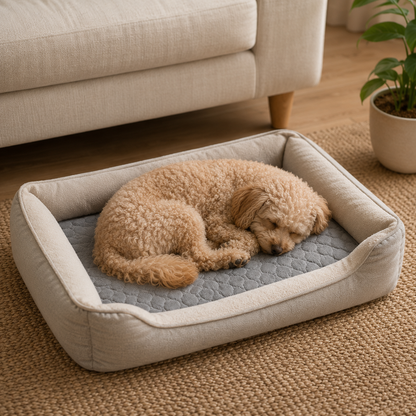 HomePaw Pet Cooling Gel Mat - pet lying and cooling down on the cooling gel mat