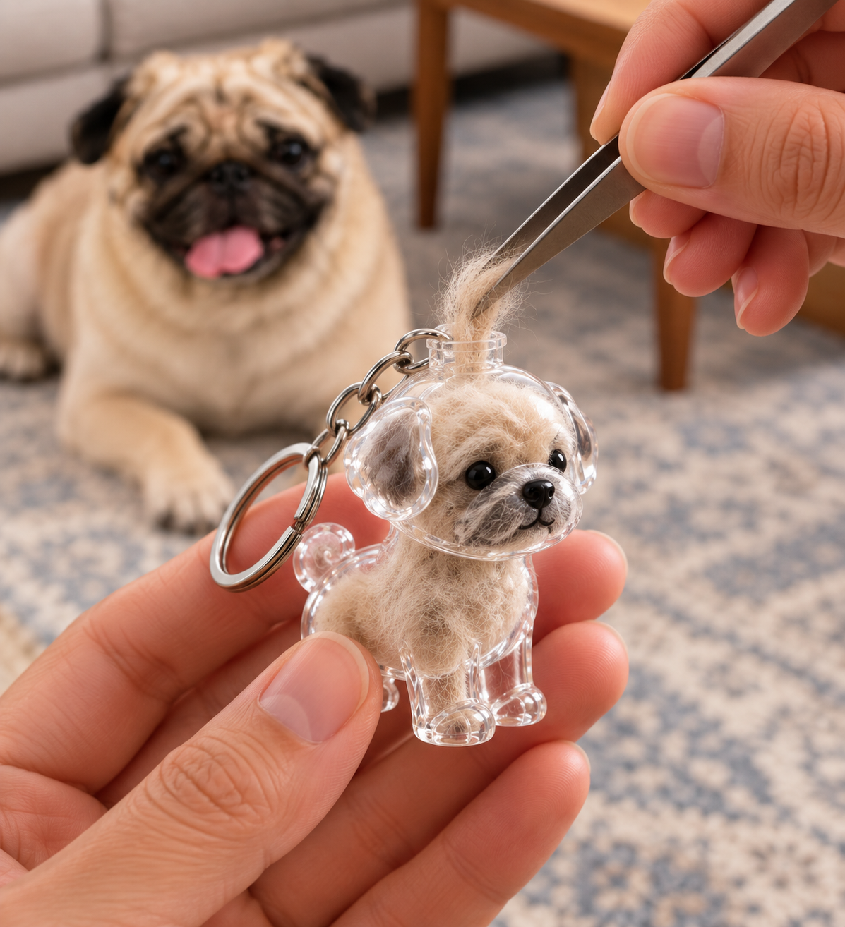 Dog Fur Capsule Keychain