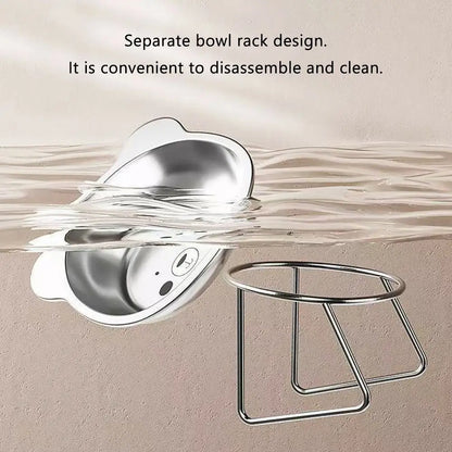 Raised Cat Bowl — Stainless Steel Tilted Feeder