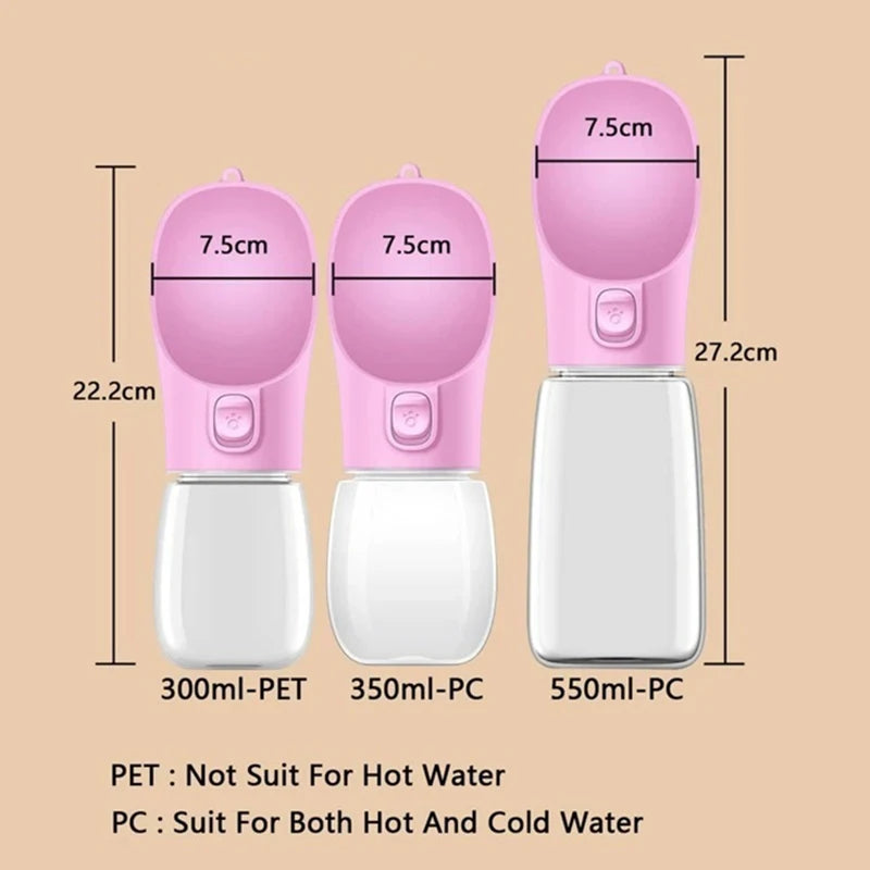 Portable Dog Water Bottle - Leak-Free with Built-In Bowl