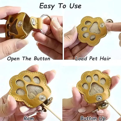 Pet Fur Keepsake Keychain - Leather Hair Locket