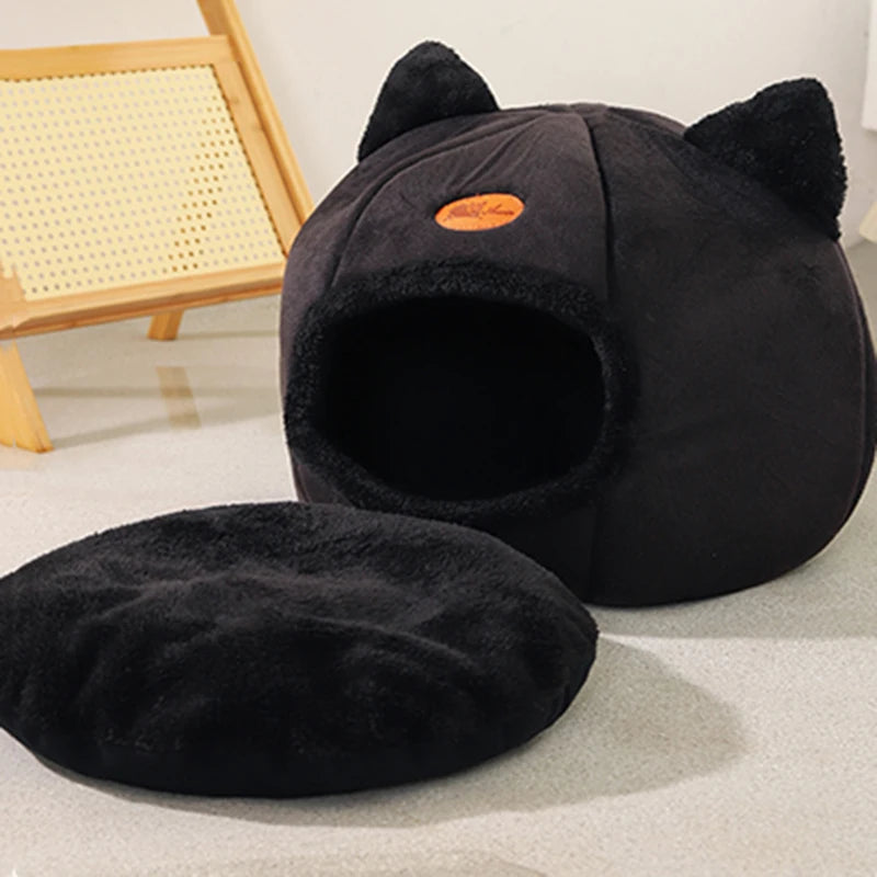 Cosy Cave Cat Bed - Enclosed for Deep Sleep