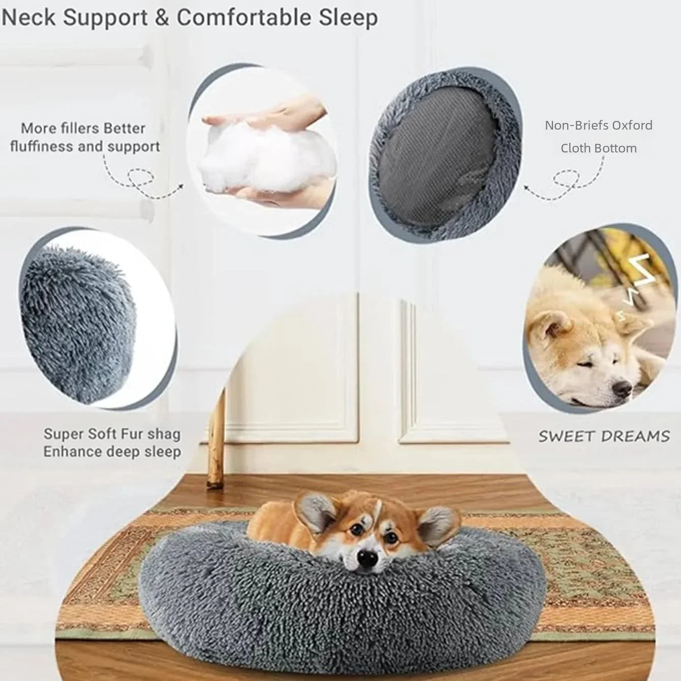 HomePaw Premium Dog Bed - soft washable fabric detail close-up