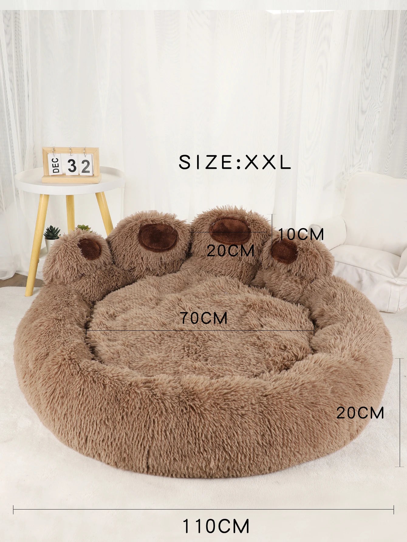 HomePaw Anti Anxiety Paw Dog Bed - raised rim and paw design for comfort and security