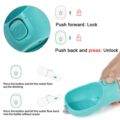 Portable Dog Water Bottle - Leak-Free with Built-In Bowl
