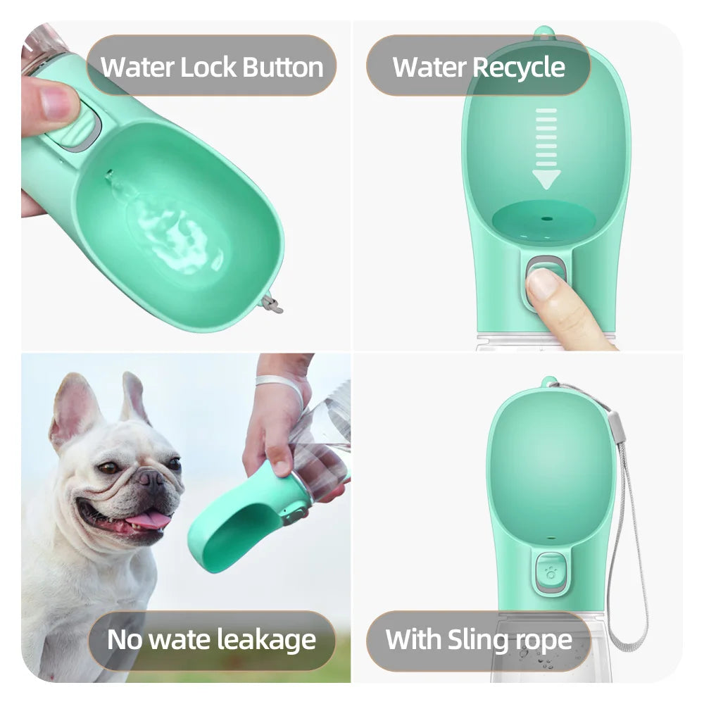 Portable Dog Water Bottle - Leak-Free with Built-In Bowl