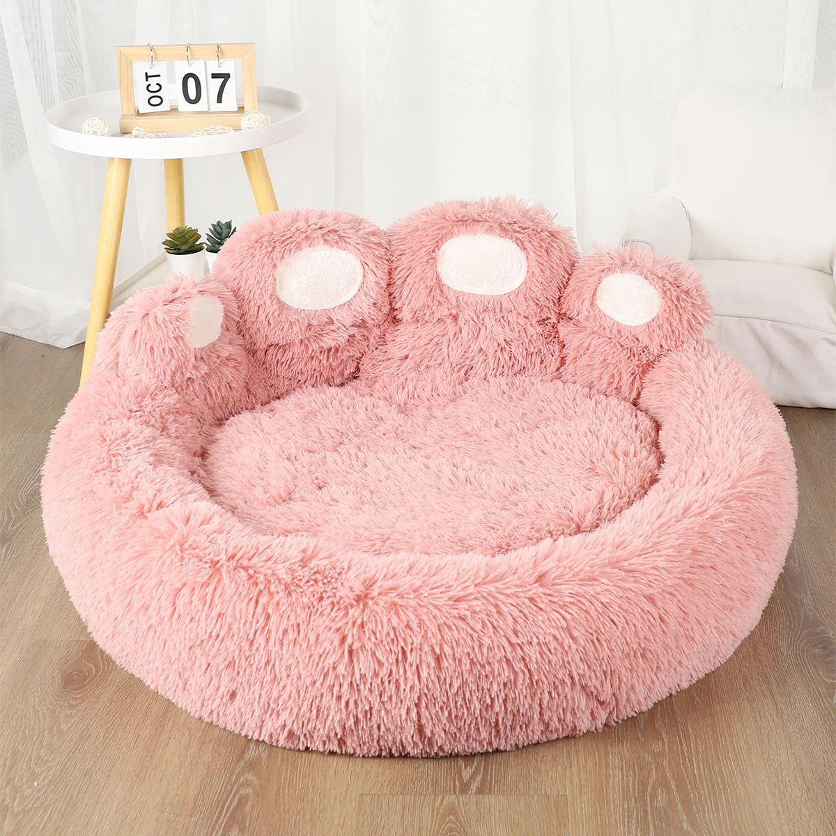 HomePaw Anti Anxiety Paw Dog Bed - pet bed shown in a UK home setting