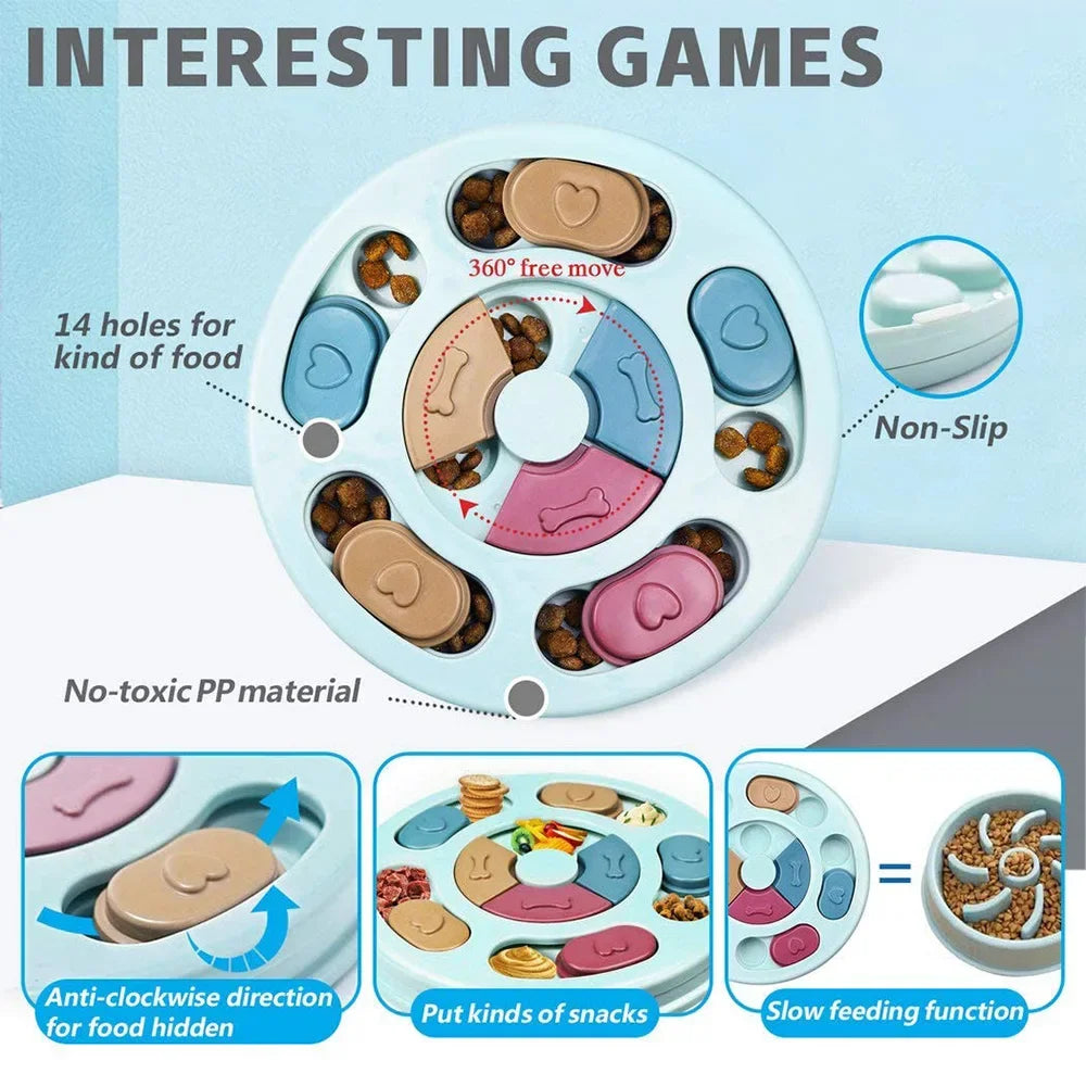 Dog Puzzle Slow Feeder Bowl - Interactive IQ Feeder