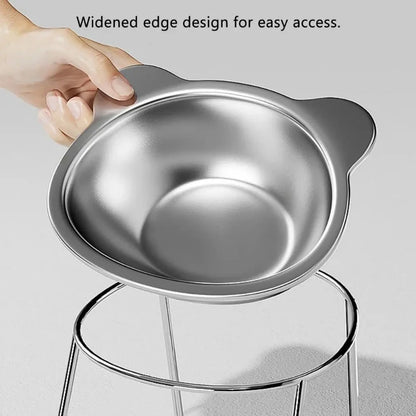 Raised Cat Bowl — Stainless Steel Tilted Feeder