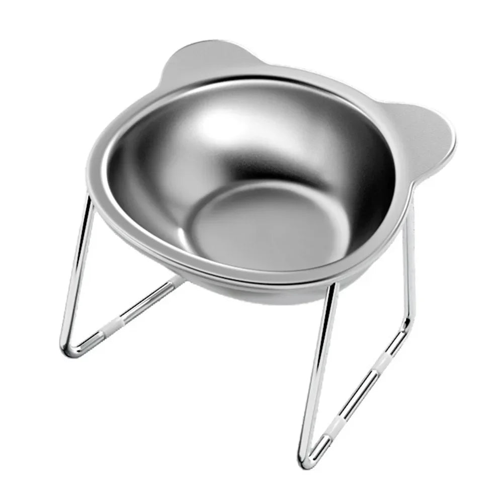 Raised Cat Bowl — Stainless Steel Tilted Feeder