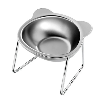 Raised Cat Bowl — Stainless Steel Tilted Feeder