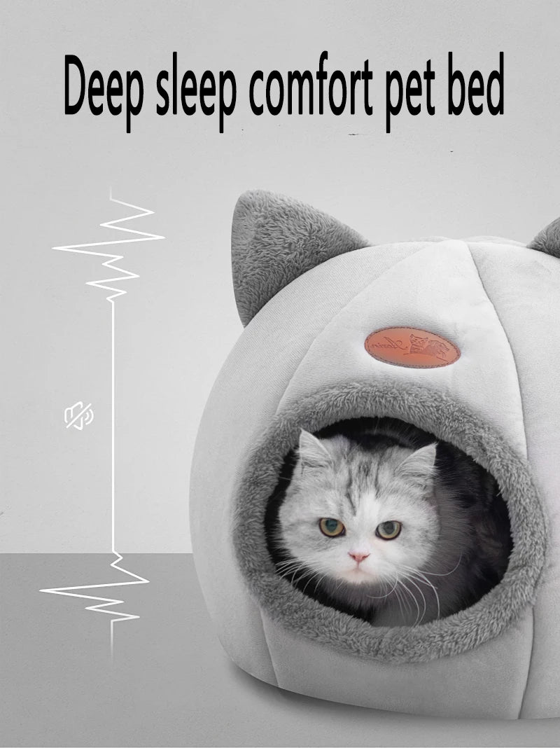 Cosy Cave Cat Bed - Enclosed for Deep Sleep