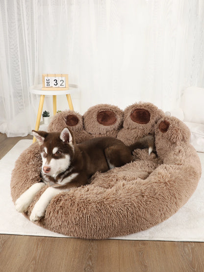 HomePaw Anti Anxiety Paw Dog Bed - soft plush fabric detail close-up