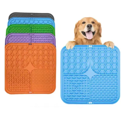 HomePaw Silicone Lick Mat Slow Feeder and Bath Distraction - dog licking treats from mat at mealtime