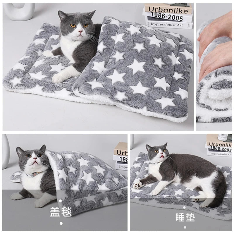 Flannel Pet Sleeping Mat - Soft Washable Blanket for Dogs and Cats