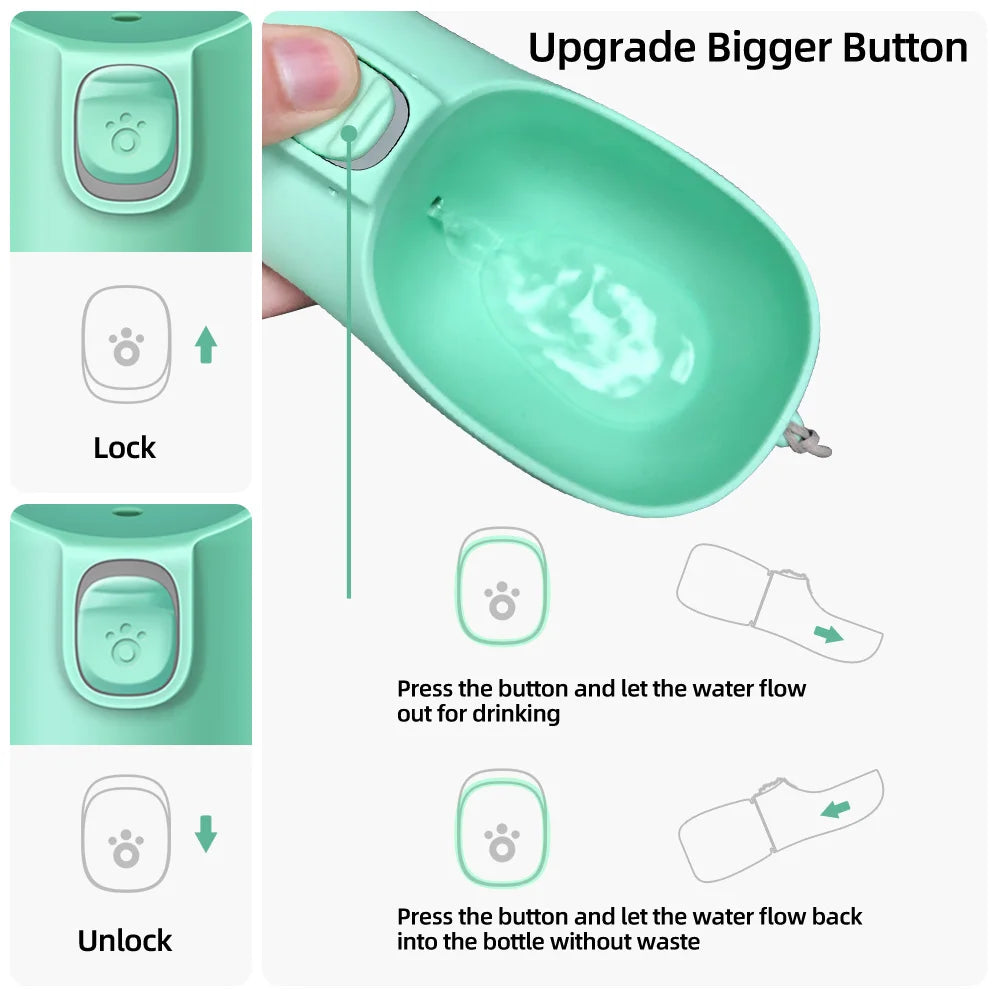 Portable Dog Water Bottle - Leak-Free with Built-In Bowl