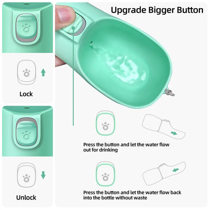 Portable Dog Water Bottle - Leak-Free with Built-In Bowl